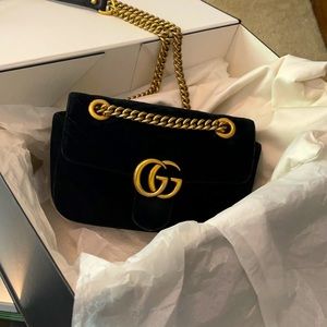 Gucci Mini Marmont Matelassé Velvet Shoulder Bag